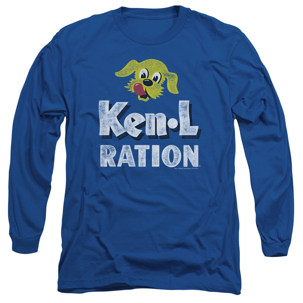 Ken L Ration Distressed Logo Mens Long Sleeve Shirt Royal Blue