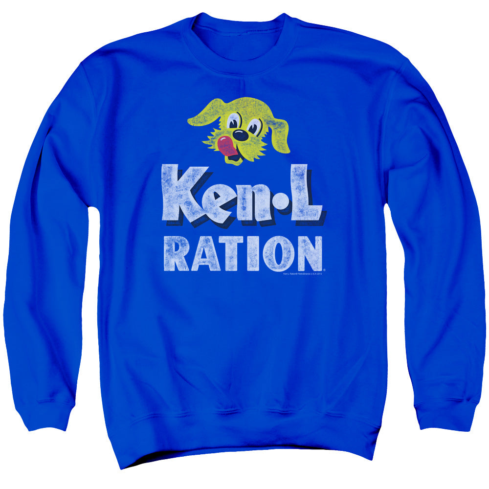 Ken L Ration Distressed Logo Mens Crewneck Sweatshirt Royal Blue