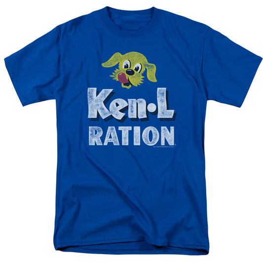 Ken L Ration Distressed Logo Mens T Shirt Royal Blue