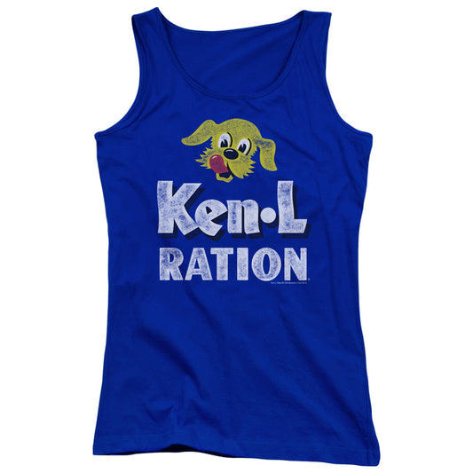 Ken L Ration Distressed Logo Womens Tank Top Shirt Royal Blue