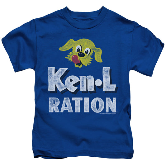 Ken L Ration Distressed Logo Juvenile Kids Youth T Shirt Royal Blue