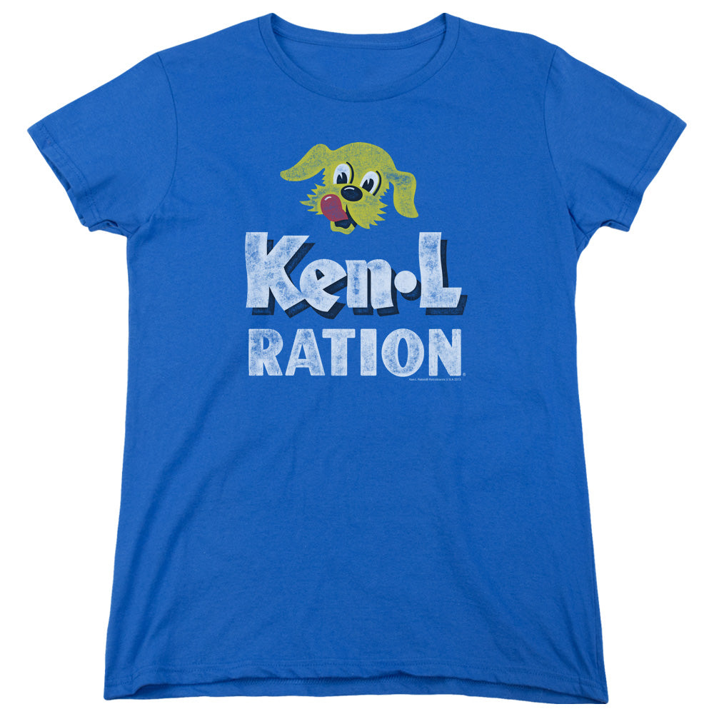 Ken L Ration Distressed Logo Womens T Shirt Royal Blue