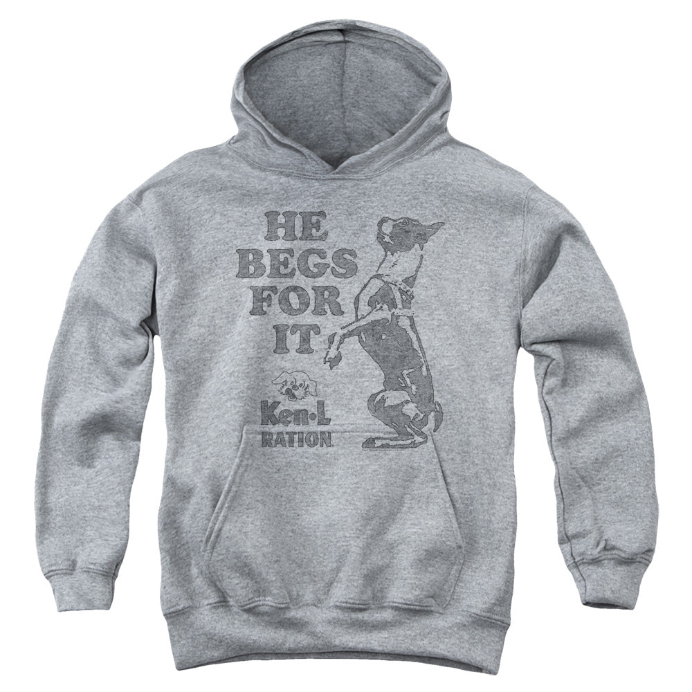 Ken L Ration Begs Kids Youth Hoodie Heather