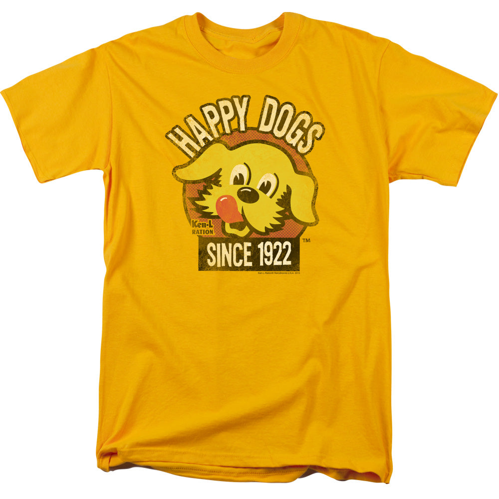 Ken L Ration Happy Dogs Mens T Shirt Gold