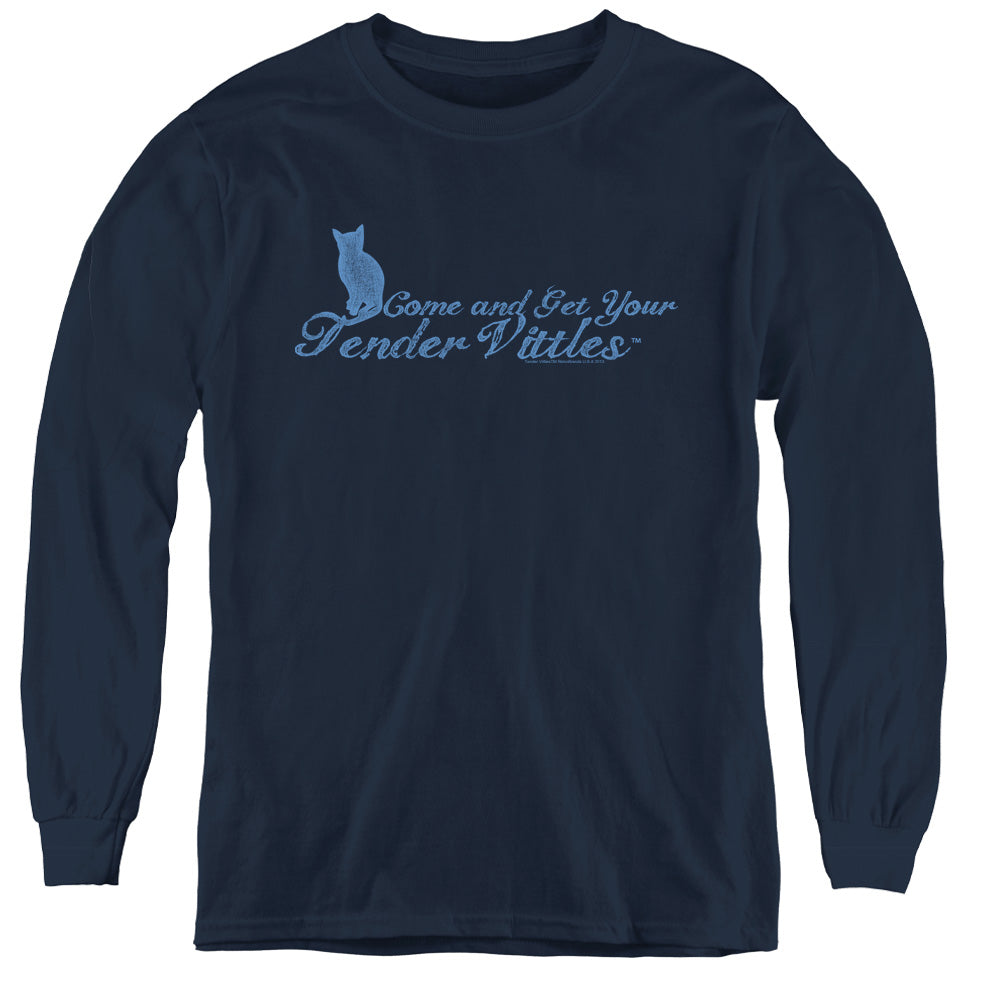 Tender Vittles Come And Get Em Long Sleeve Kids Youth T Shirt Navy