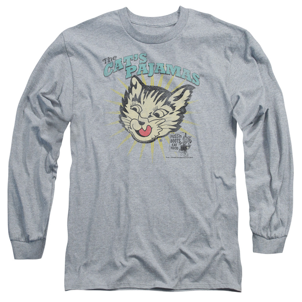 Puss N Boots Cats Pajamas Mens Long Sleeve Shirt Athletic Heather