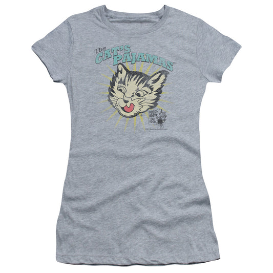 Puss N Boots Cats Pajamas Junior Sheer Cap Sleeve Womens T Shirt Athletic Heather