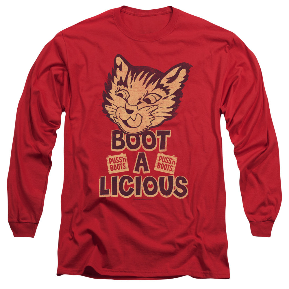 Puss N Boots Boot A Licious Mens Long Sleeve Shirt Red