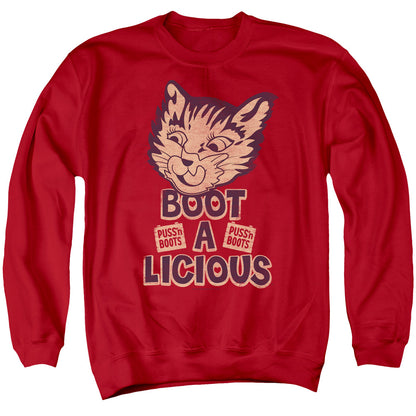 Puss N Boots Boot A Licious Mens Crewneck Sweatshirt Red