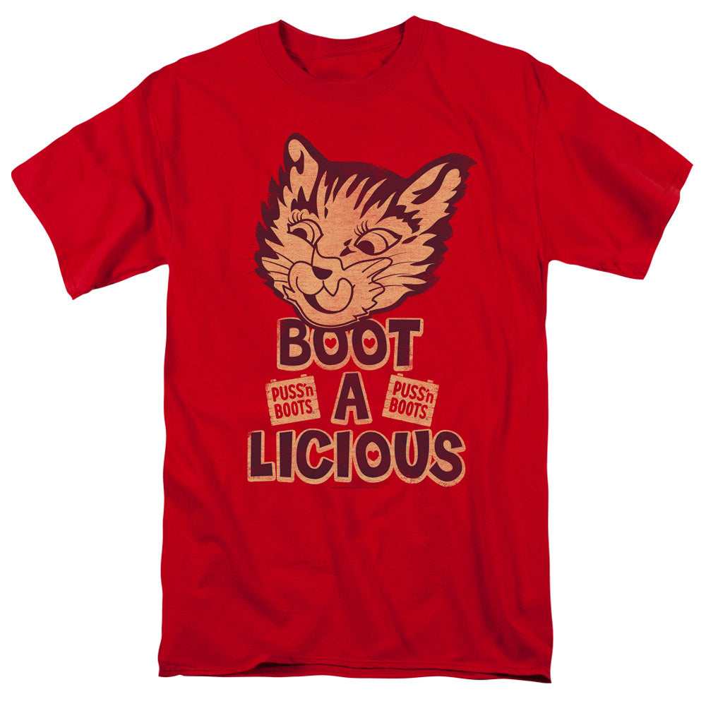 Puss N Boots Boot A Licious Mens T Shirt Red