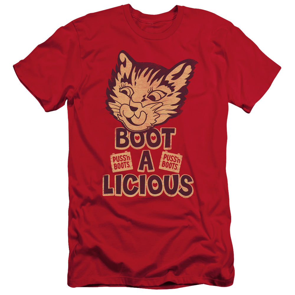 Puss N Boots Boot A Licious Slim Fit Mens T Shirt Red