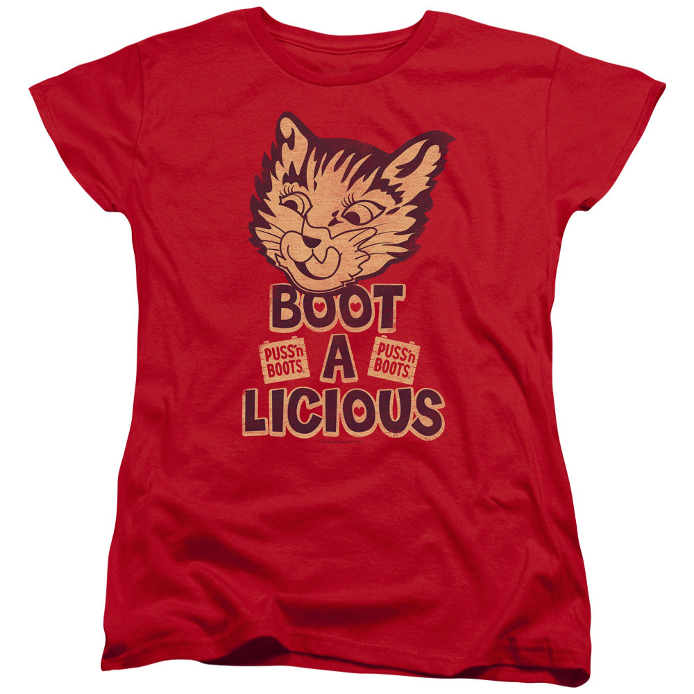 Puss N Boots Boot A Licious Womens T Shirt Red