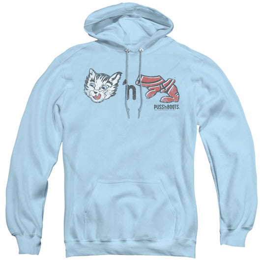 Puss N Boots Rebus Logo Mens Hoodie Light Blue