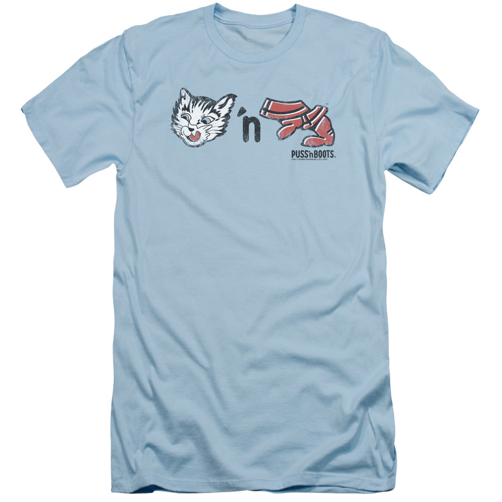 Puss N Boots Rebus Logo Slim Fit Mens T Shirt Light Blue