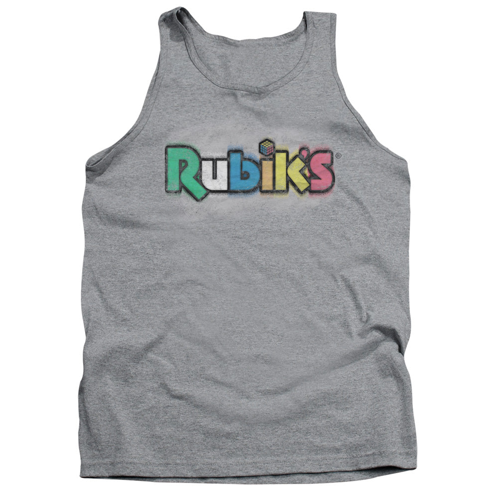 Rubiks Cube Old School Print Mens Tank Top Shirt Athletic Heather