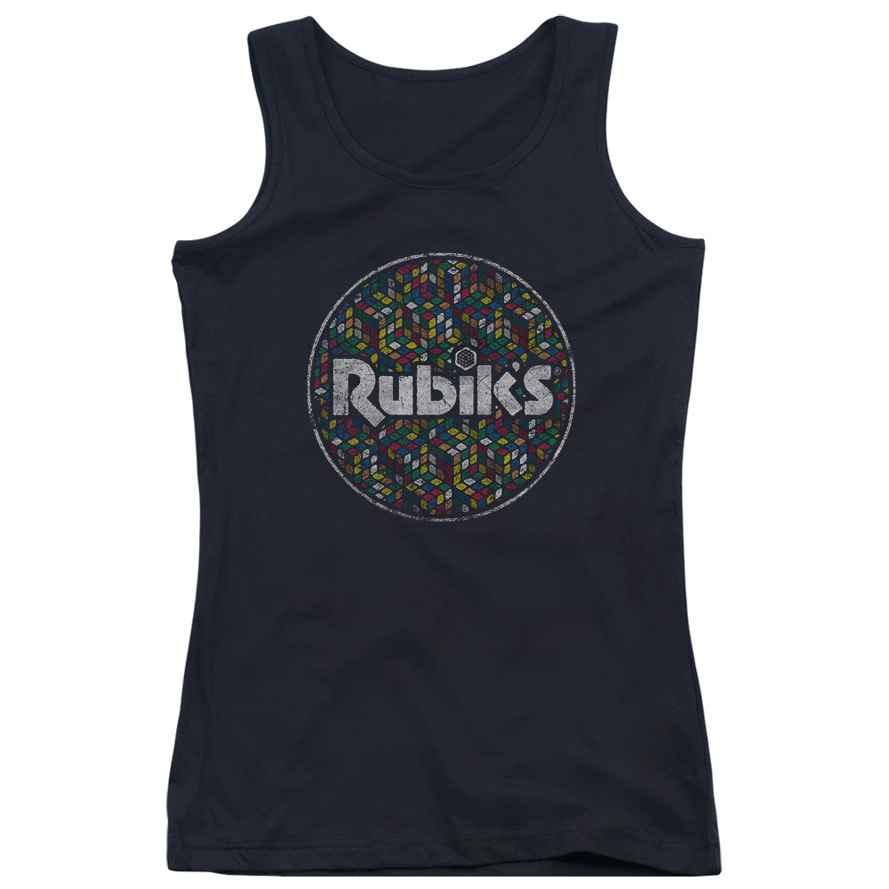 Rubiks Cube Circle Pattern Womens Tank Top Shirt Black