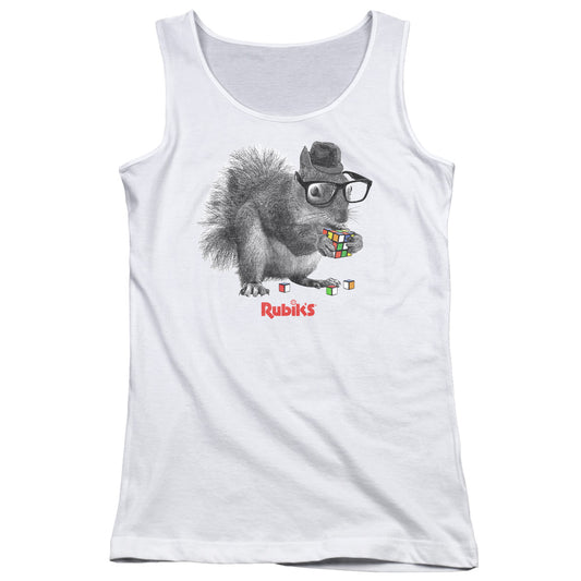 Rubiks Cube Nerd Squirrel Womens Tank Top Shirt White