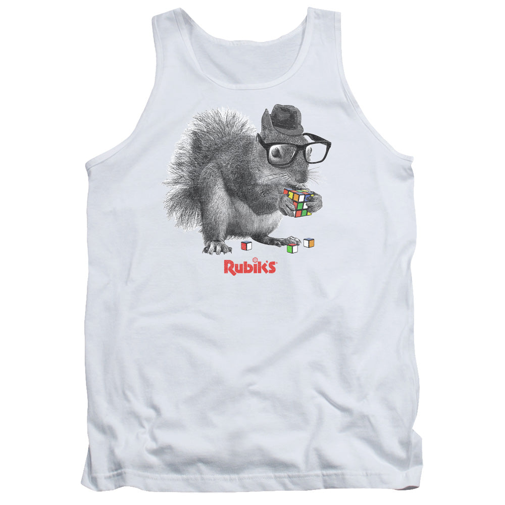 Rubiks Cube Nerd Squirrel Mens Tank Top Shirt White