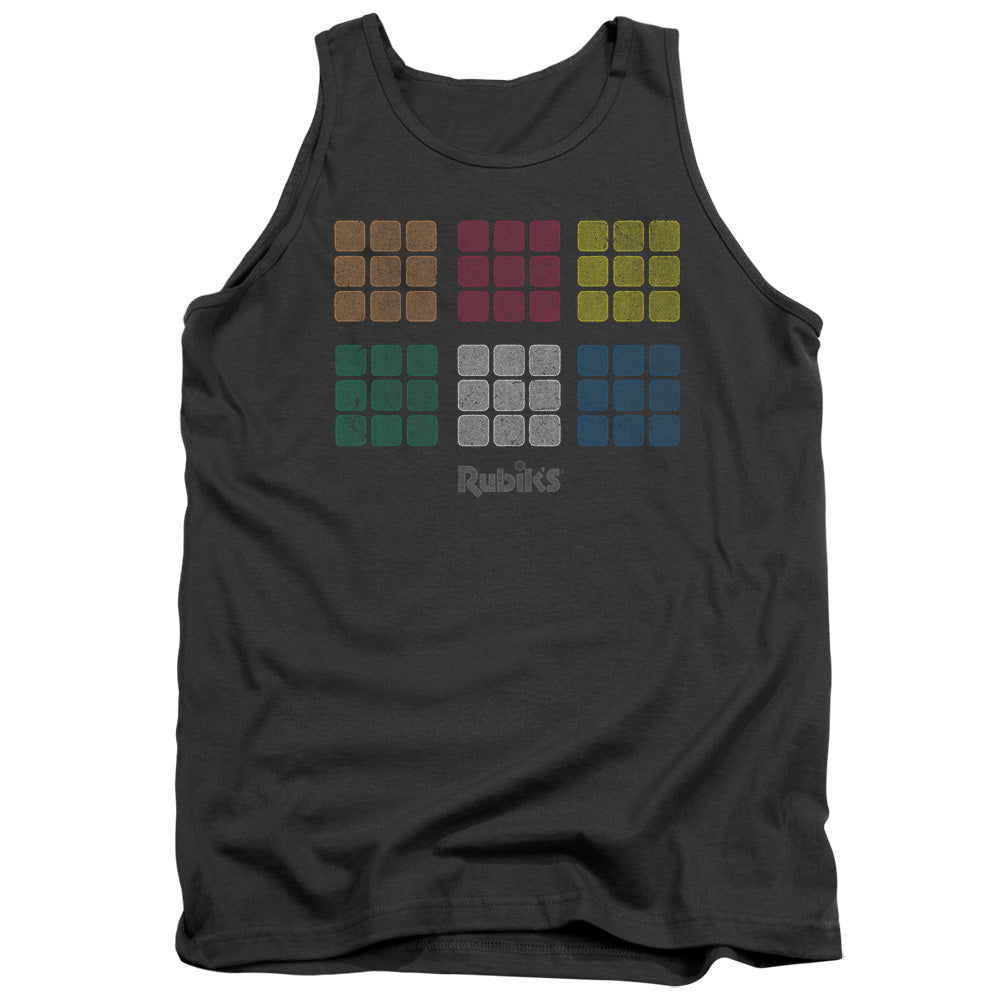 Rubiks Cube Minimal Squares Mens Tank Top Shirt Charcoal