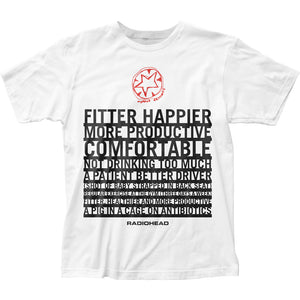 Radiohead Fitter Happier Mens T Shirt White