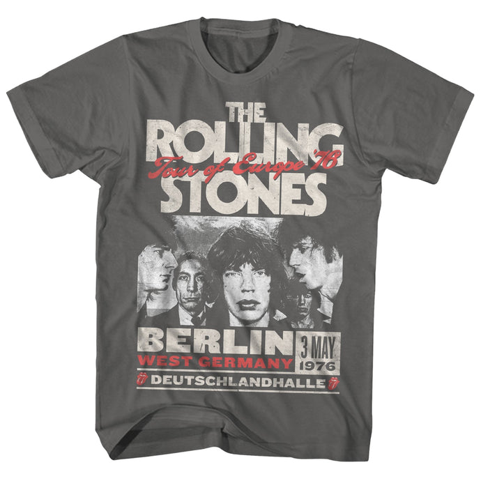 Rolling Stones Europe 76 Tour Mens T Shirt Charcoal