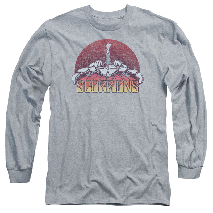 Scorpions Scorpions Color Logo Distressed Mens Long Sleeve Shirt Athletic Heather