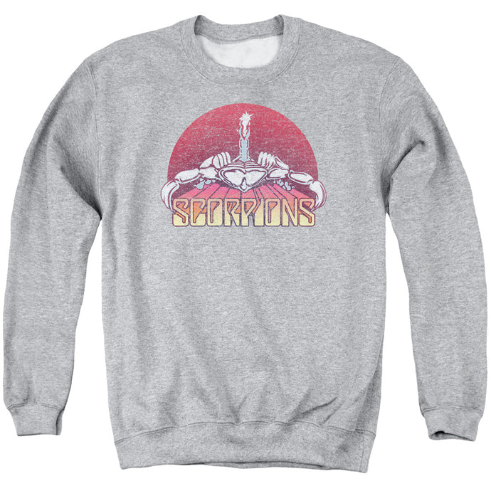 Scorpions Scorpions Color Logo Distressed Mens Crewneck Sweatshirt Athletic Heather