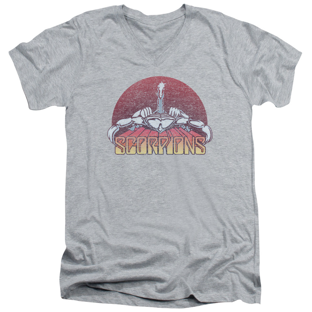 Scorpions Scorpions Color Logo Distressed Mens Slim Fit V-Neck T Shirt Athletic Heather