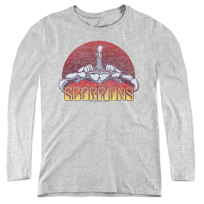 Scorpions Scorpions Color Logo Distressed Womens Long Sleeve Shirt Athletic Heather