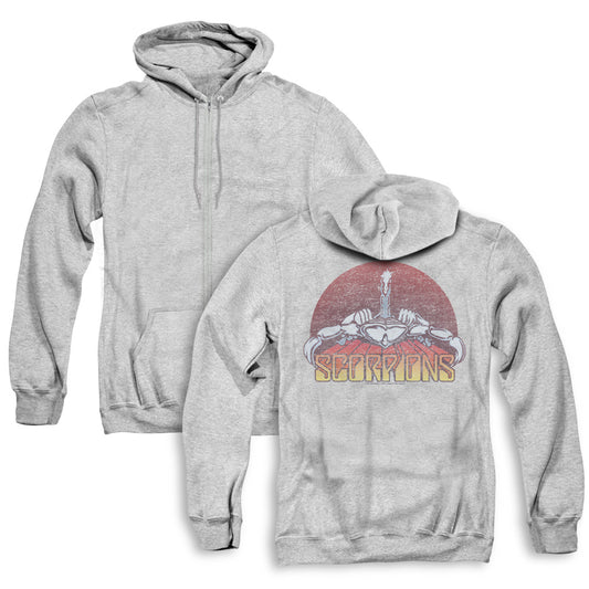 Scorpions Scorpions Color Logo Distressed Back Print Zipper Mens Hoodie Athletic Heather