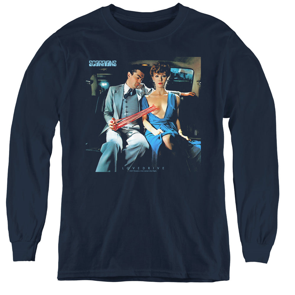 Scorpions Lovedrive Long Sleeve Kids Youth T Shirt Navy Blue