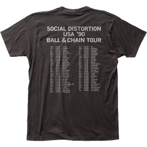 Social Distortion Ball and Chain Tour Mens T Shirt Black