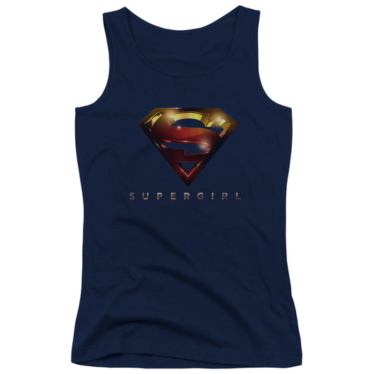 Supergirl Logo Glare Womens Tank Top Shirt Navy