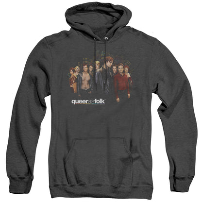 Queer As Folk Title Mens Heather Hoodie Black Officially Licensed