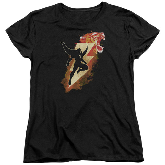 Shazam Movie Tiger Bolt S S Women's Tee Black