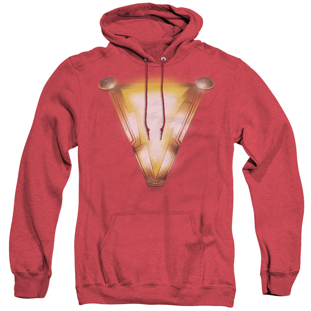 Shazam Movie Bolt Heather Mens Hoodie Red