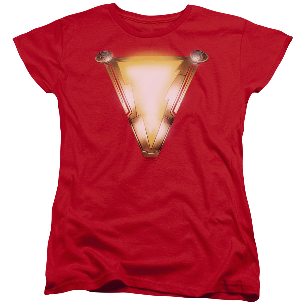 Shazam Movie Bolt S S Women's Tee Red