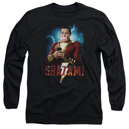 Shazam Movie Blowing Up Mens Long Sleeve Shirt Black