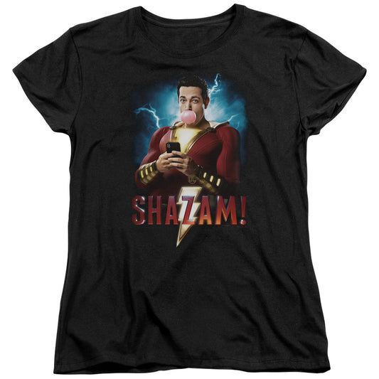 Shazam Movie Blowing Up S S Women's Tee Black