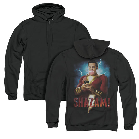 Shazam Movie Blowing Up Back Print Zipper Mens Hoodie Black