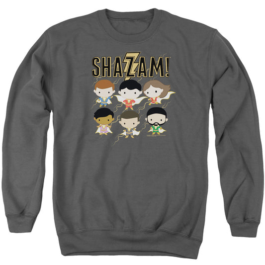 Shazam Movie Chibi Group Mens Crewneck Sweatshirt Charcoal