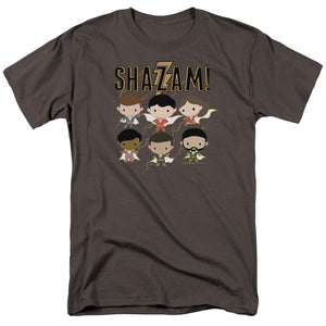 Shazam Movie Chibi Group Mens T Shirt Charcoal