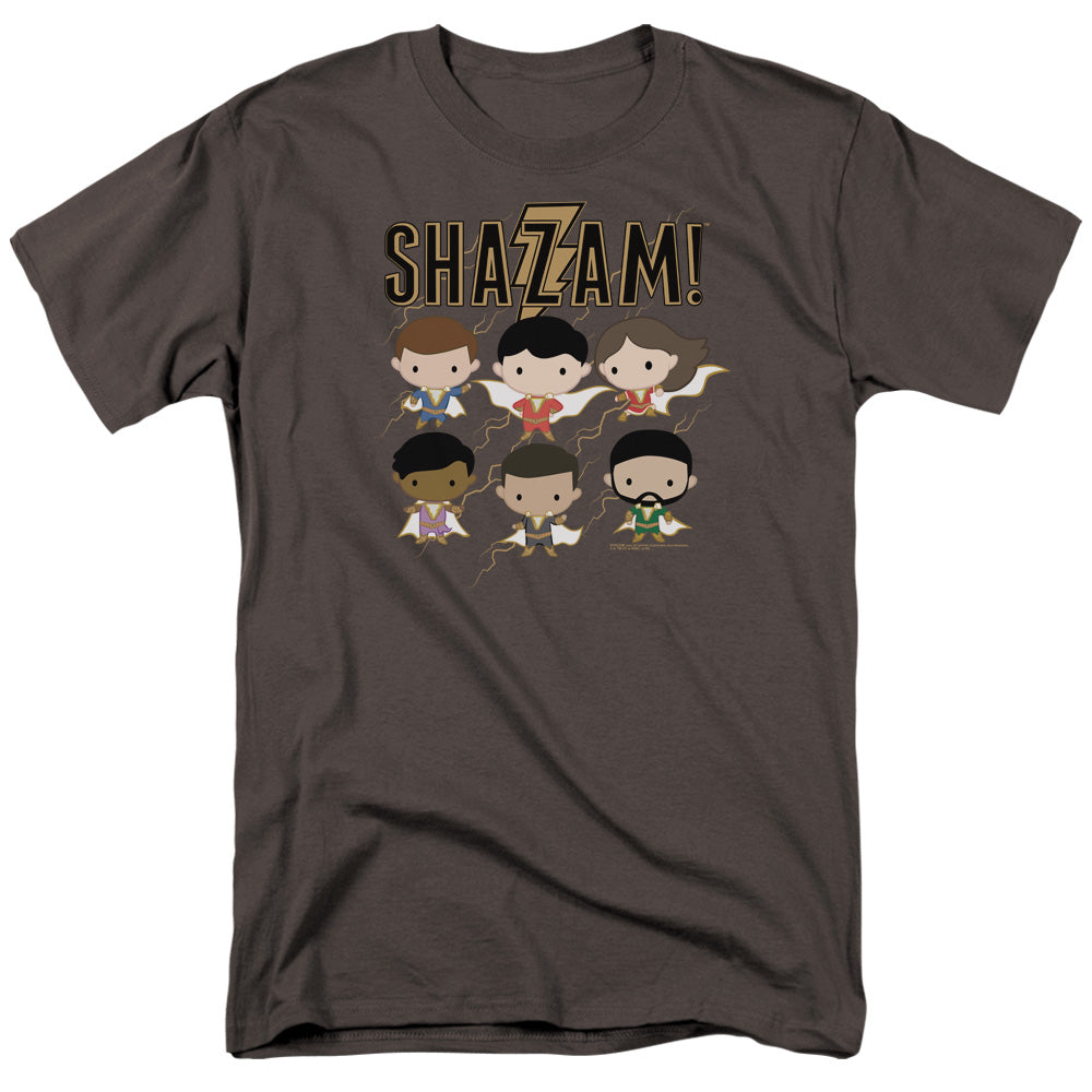 Shazam Movie Chibi Group Mens T Shirt Charcoal