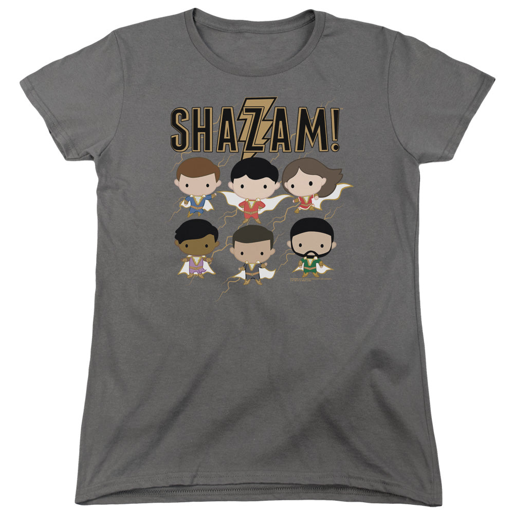 Shazam Movie Chibi Group S S Women's Tee Charcoal