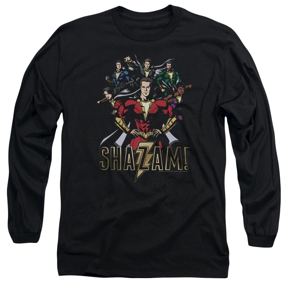 Shazam Movie Group Of Heroes Mens Long Sleeve Shirt Black