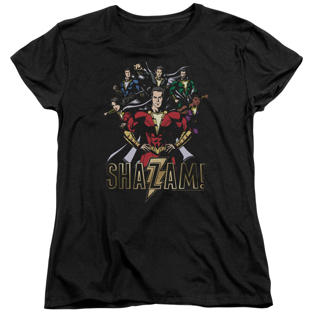 Shazam Movie Group Of Heroes S S Women's Tee Black