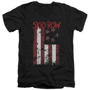 Skid Row Flagged Mens Slim Fit V-Neck T Shirt Black