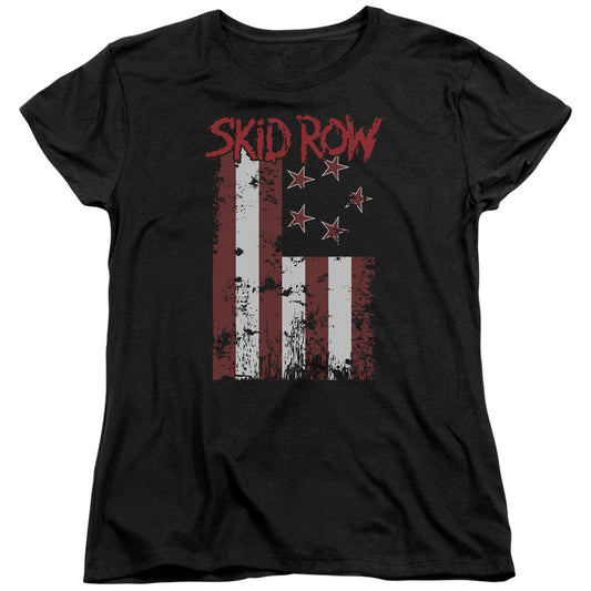 Skid Row Flagged Womens T Shirt Black