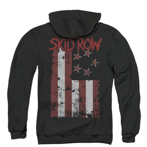 Skid Row Flagged Back Print Zipper Mens Hoodie Black