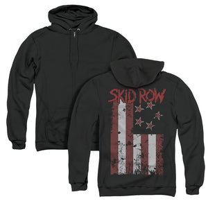 Skid Row Flagged Back Print Zipper Mens Hoodie Black